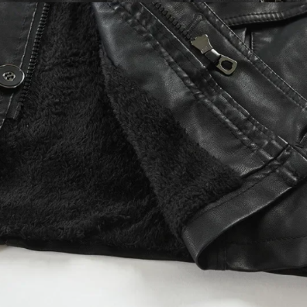 Elegantní Dlouhý Kožený Biker Kabát