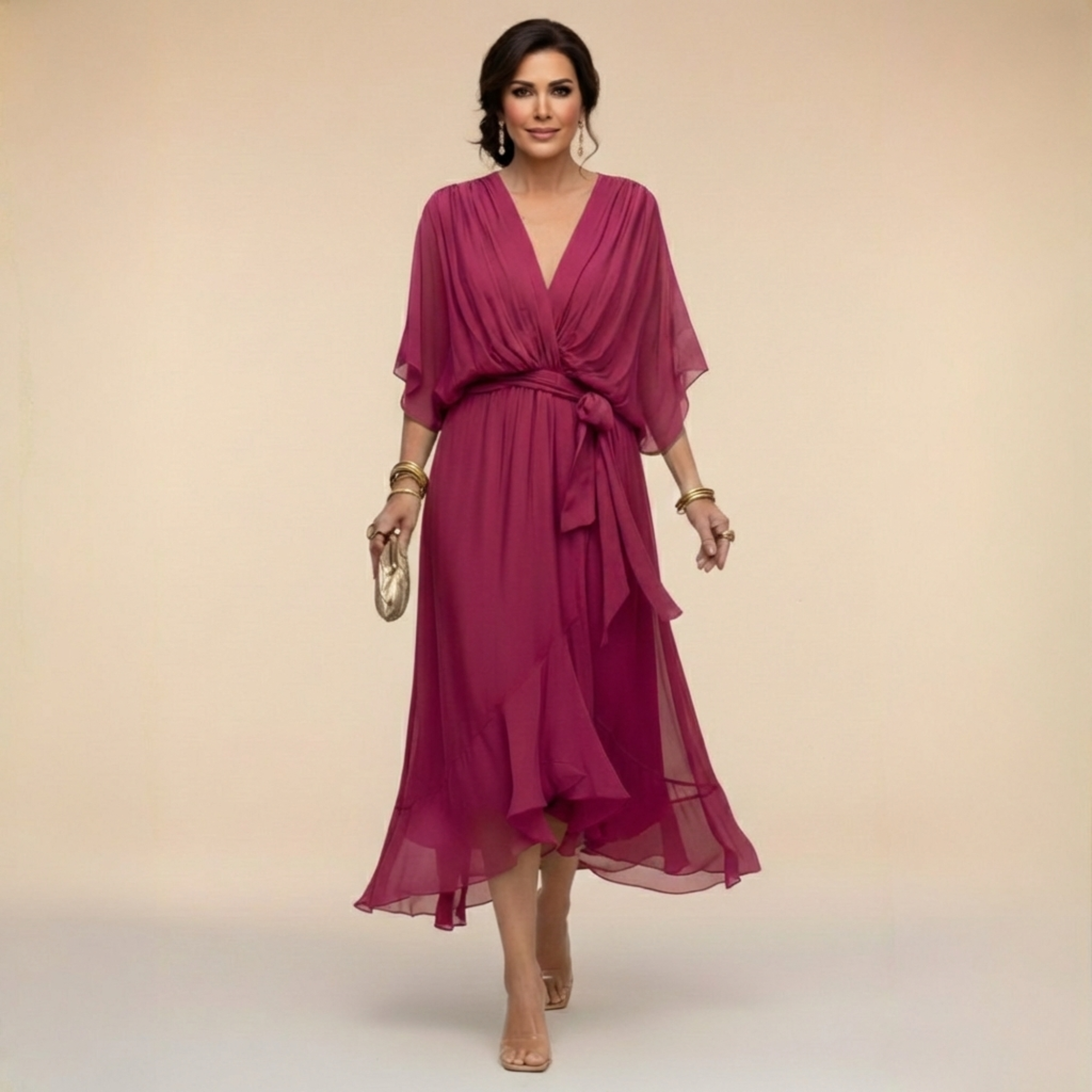 La Scintilla | Šaty z chiffon s výstřihem do V