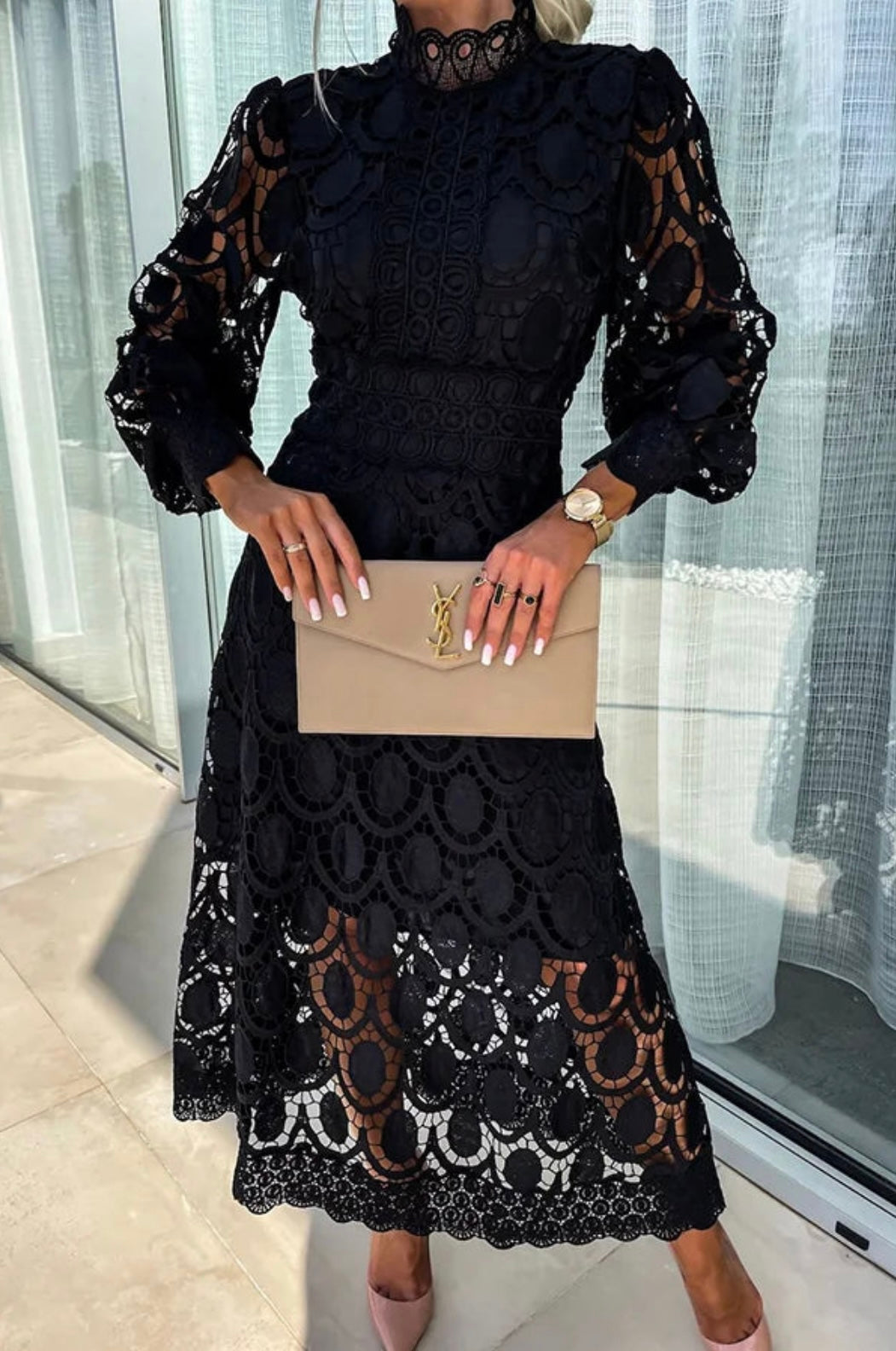 Eloah™ | Elegantní Midi Šaty z Krajky