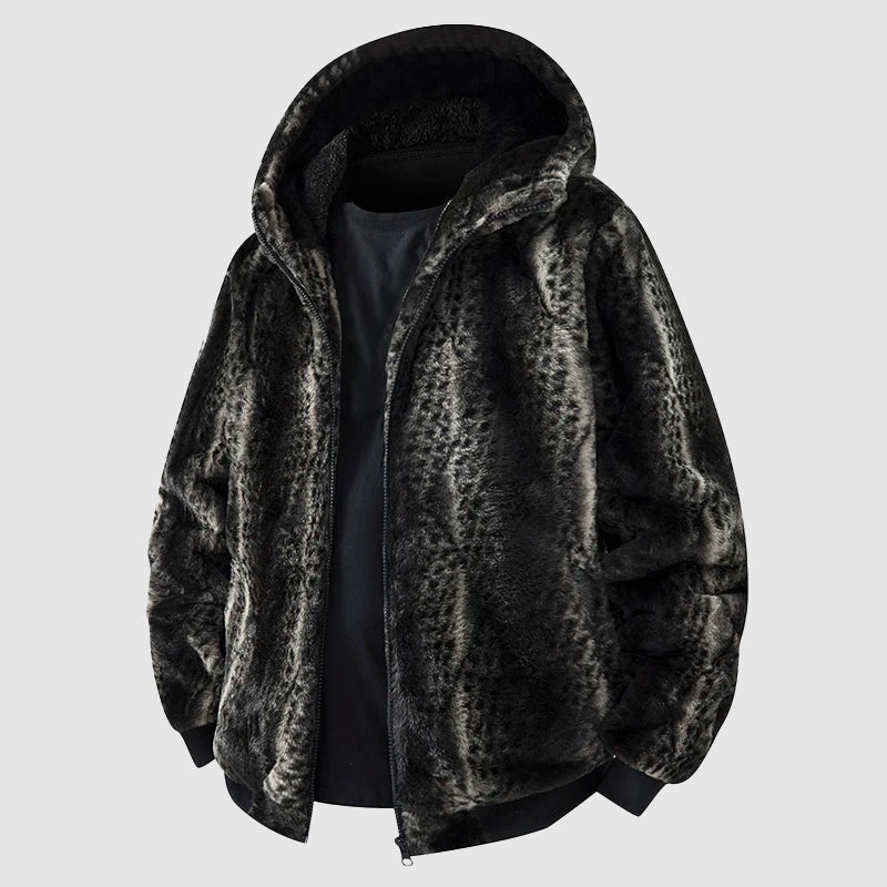 Parka s Kapucí z Umělé Srsti pro Muže