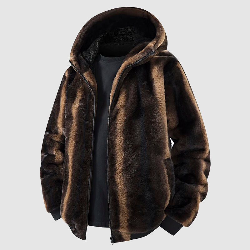 Parka s Kapucí z Umělé Srsti pro Muže