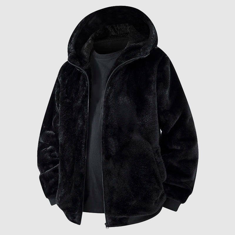 Parka s Kapucí z Umělé Srsti pro Muže