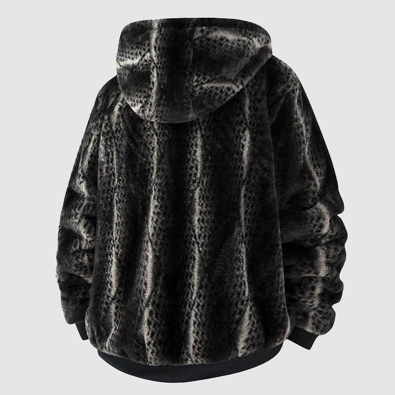 Parka s Kapucí z Umělé Srsti pro Muže