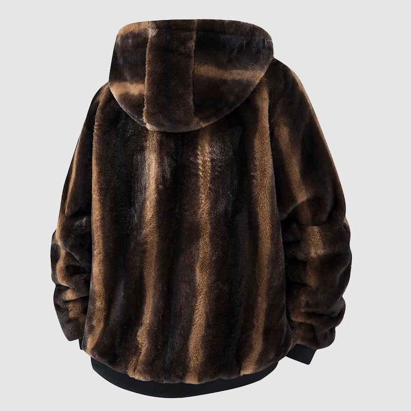 Parka s Kapucí z Umělé Srsti pro Muže