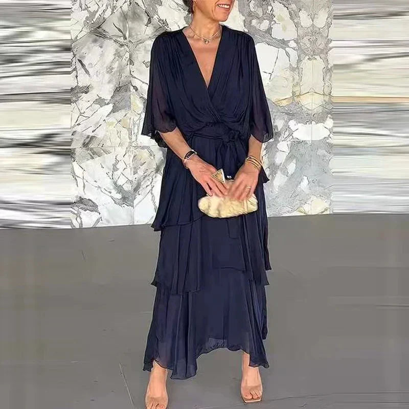 Florie | Elegantní Maxi Šaty s Krajkovými Vrsty