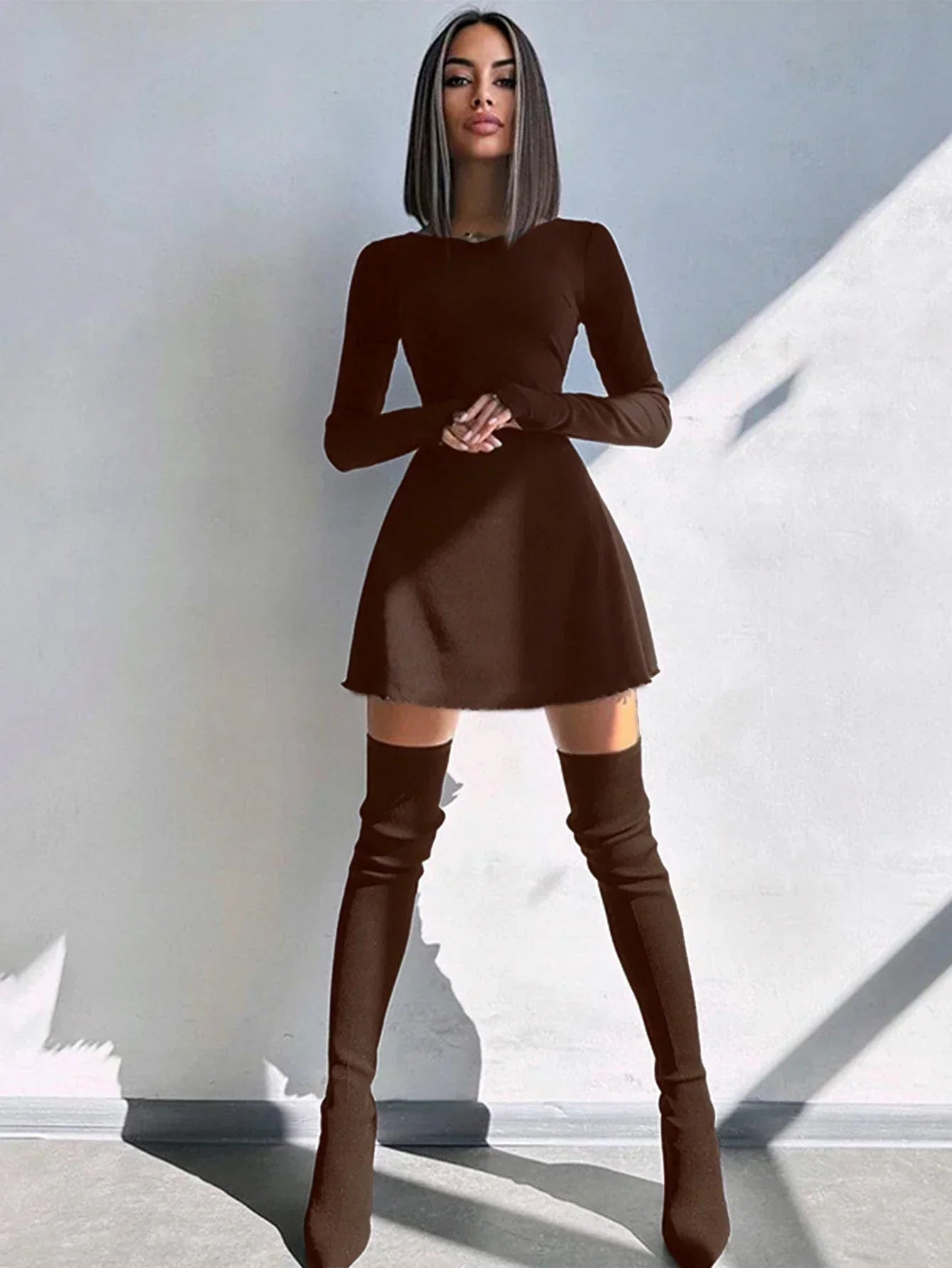 Pressley | Mini Bodycon Šaty s Dlouhými Rukávy