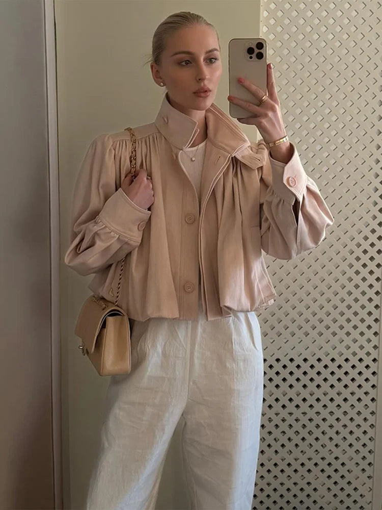 Frieda | Trendy kabát s nabíranými rukávy