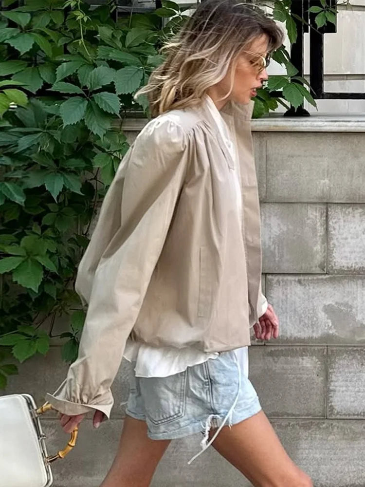 Frieda | Trendy kabát s nabíranými rukávy