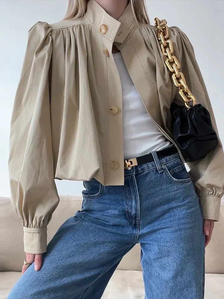 Frieda | Trendy kabát s nabíranými rukávy
