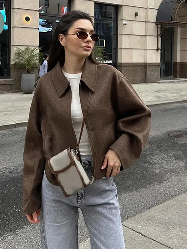 Margaret | Elegantní Hnědý Vlněný Kabát