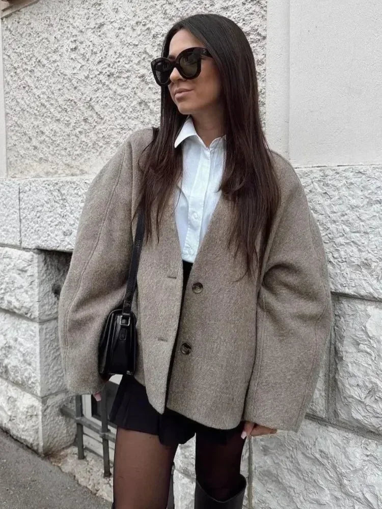 Lena | Casual kabát s výstřihem do V