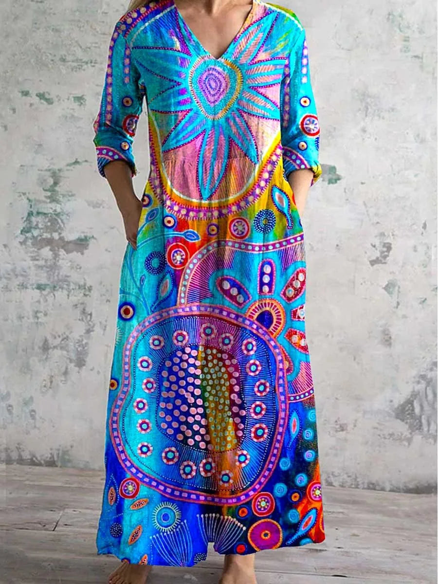 Kateřina – dlouhé letní boho šaty s potiskem, KARO Moda