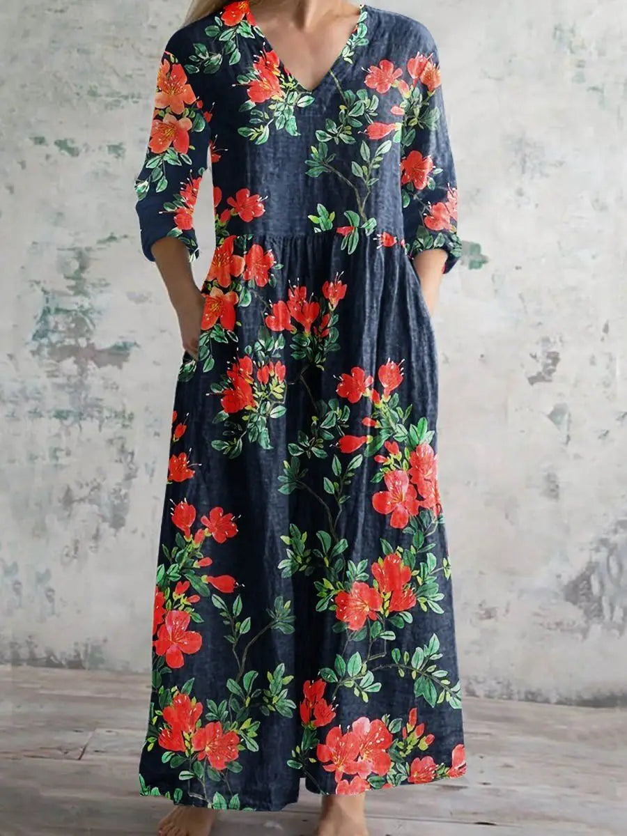 Eva – dlouhé letní boho šaty s potiskem, KARO Moda