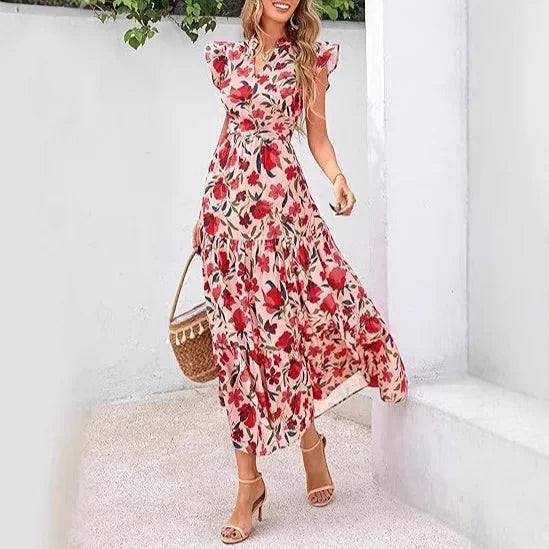 Keshia | Elegantní dlouhé šaty s výstřihem do V
