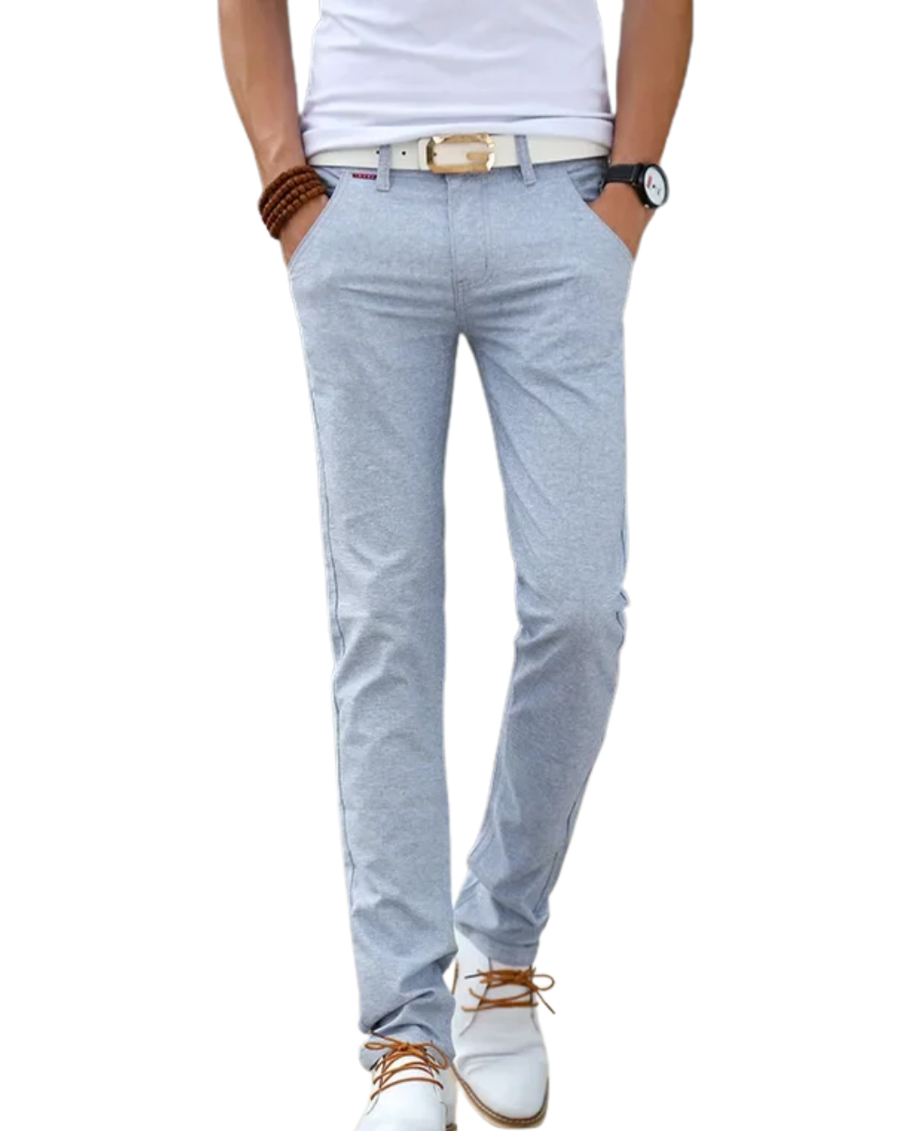 Pánské Slim Fit Lněné Kalhoty
