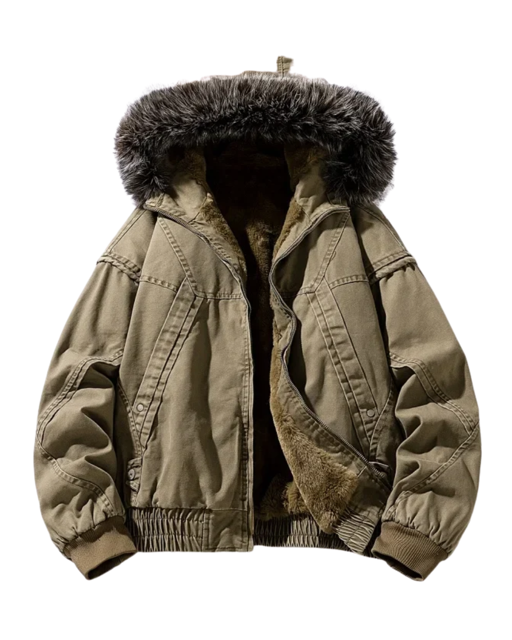 Elegantní Cargo Kabát Podšitý Fleece