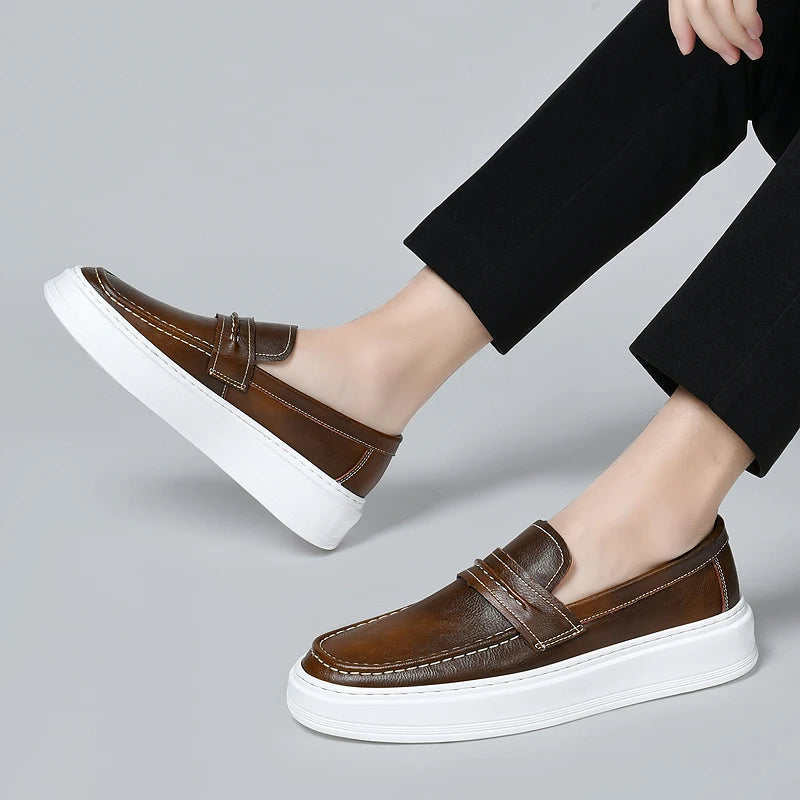 Kožené lodní boty Slip-On