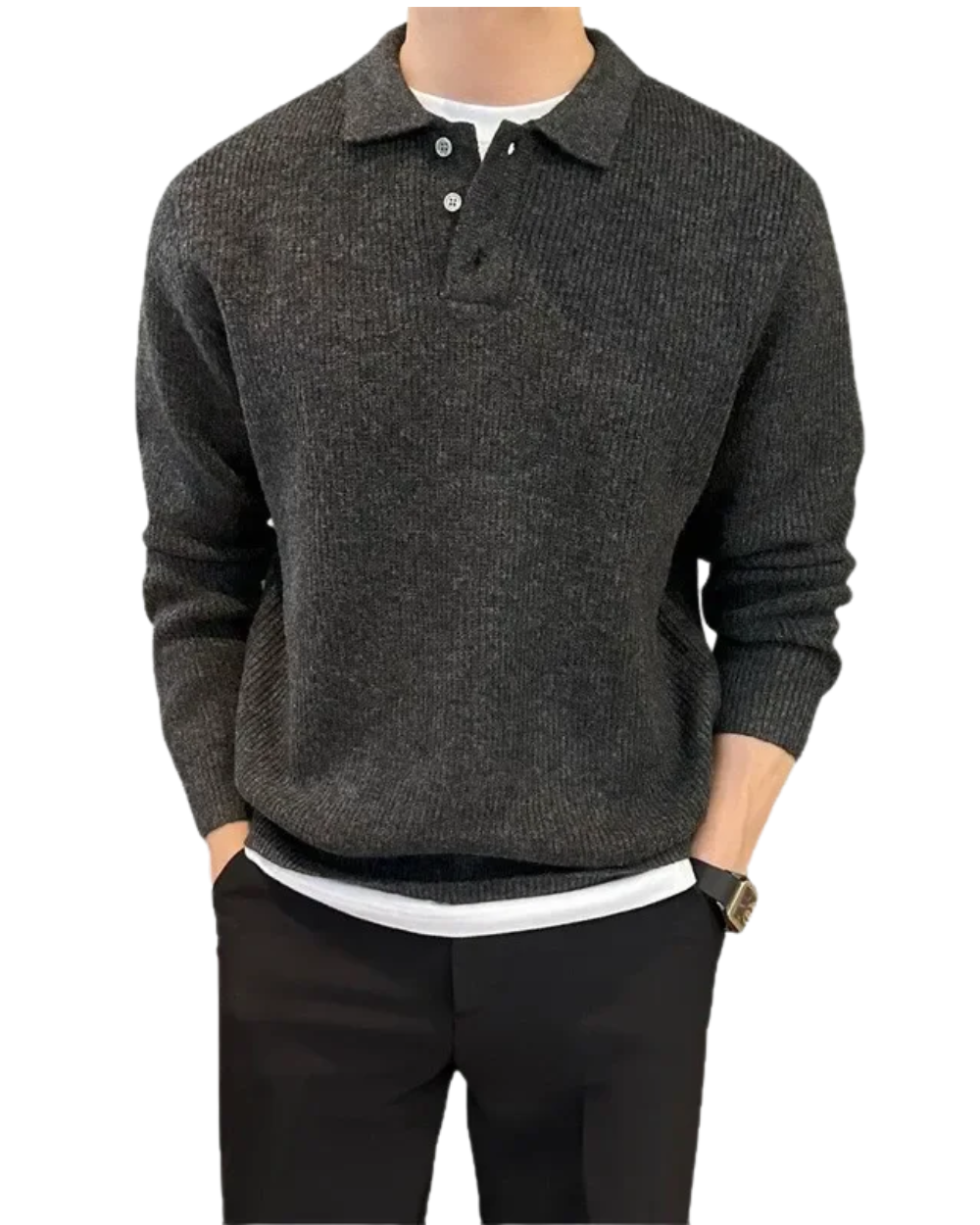 Elegantní pletený polo svetr